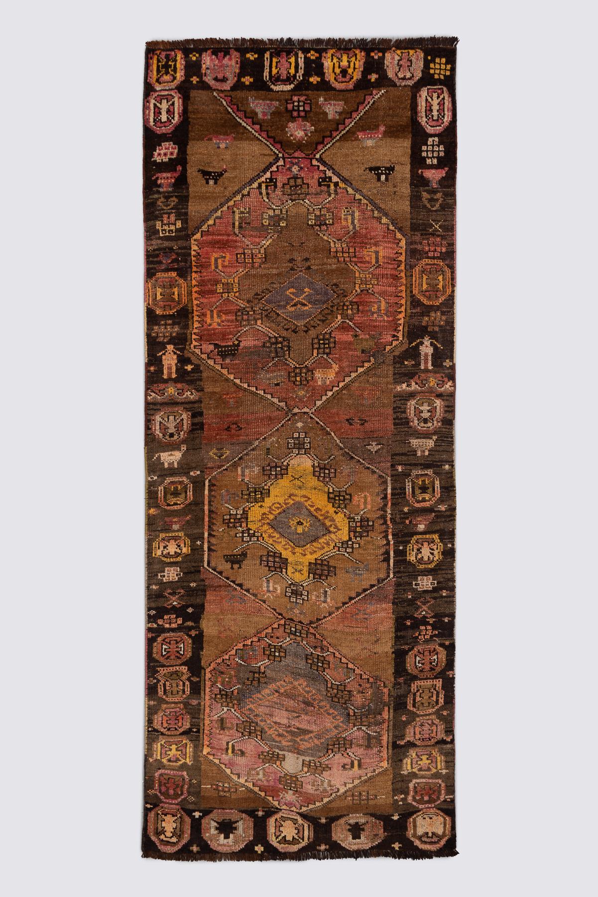 Antique Herki Kurdish Triple Toranj Runner