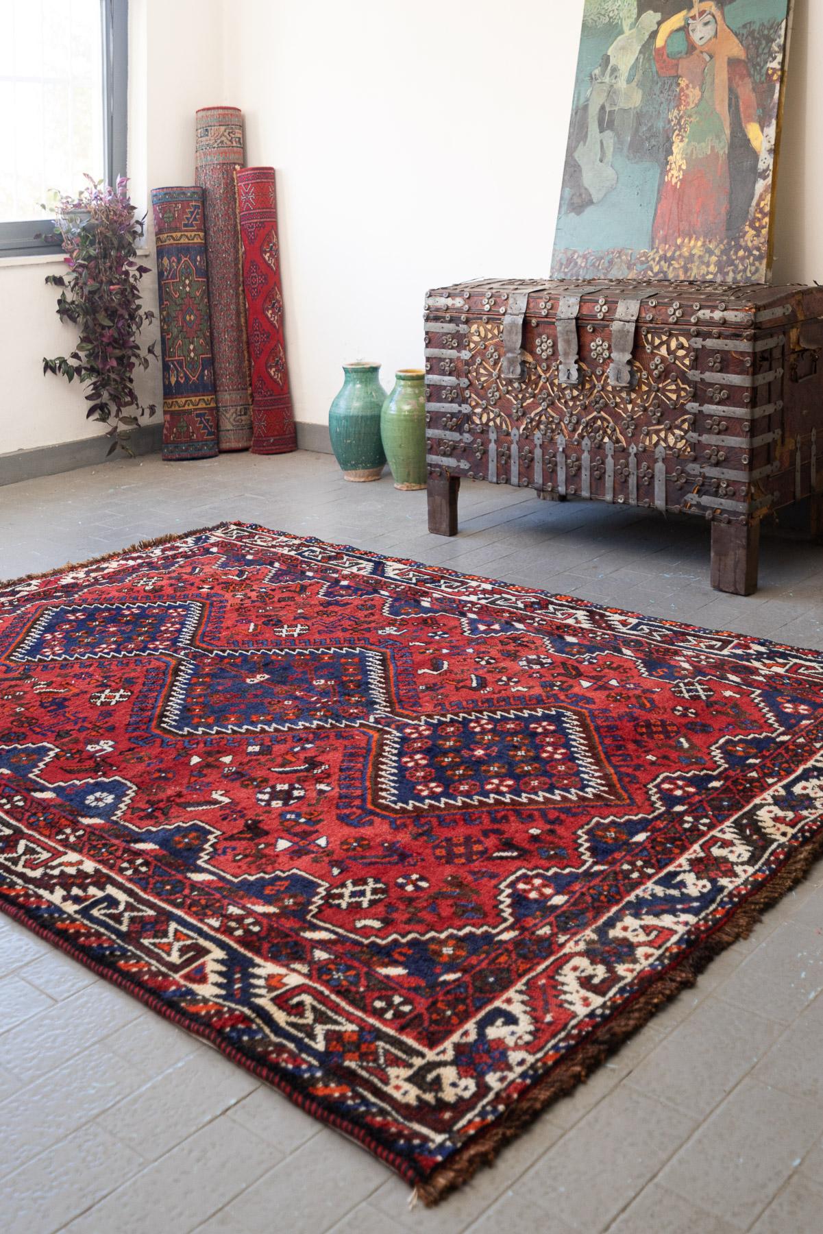 RCA445 Antique Sheshboluki Qashqai Rug 8