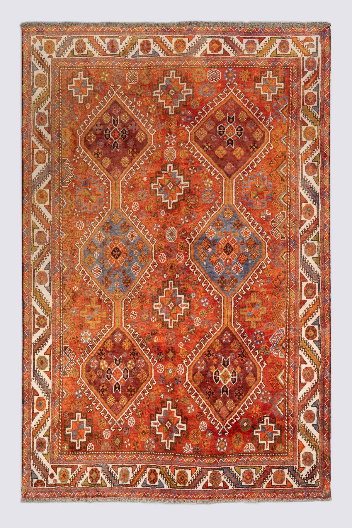 Darrehshuri Qashqai Rug Hexagon Medallions Sunset Palette