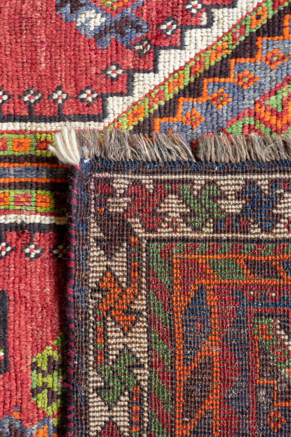 RCA476 Qashqai Luri Tribal Rug With Triple Diamond Medallions Fars Carpet 8