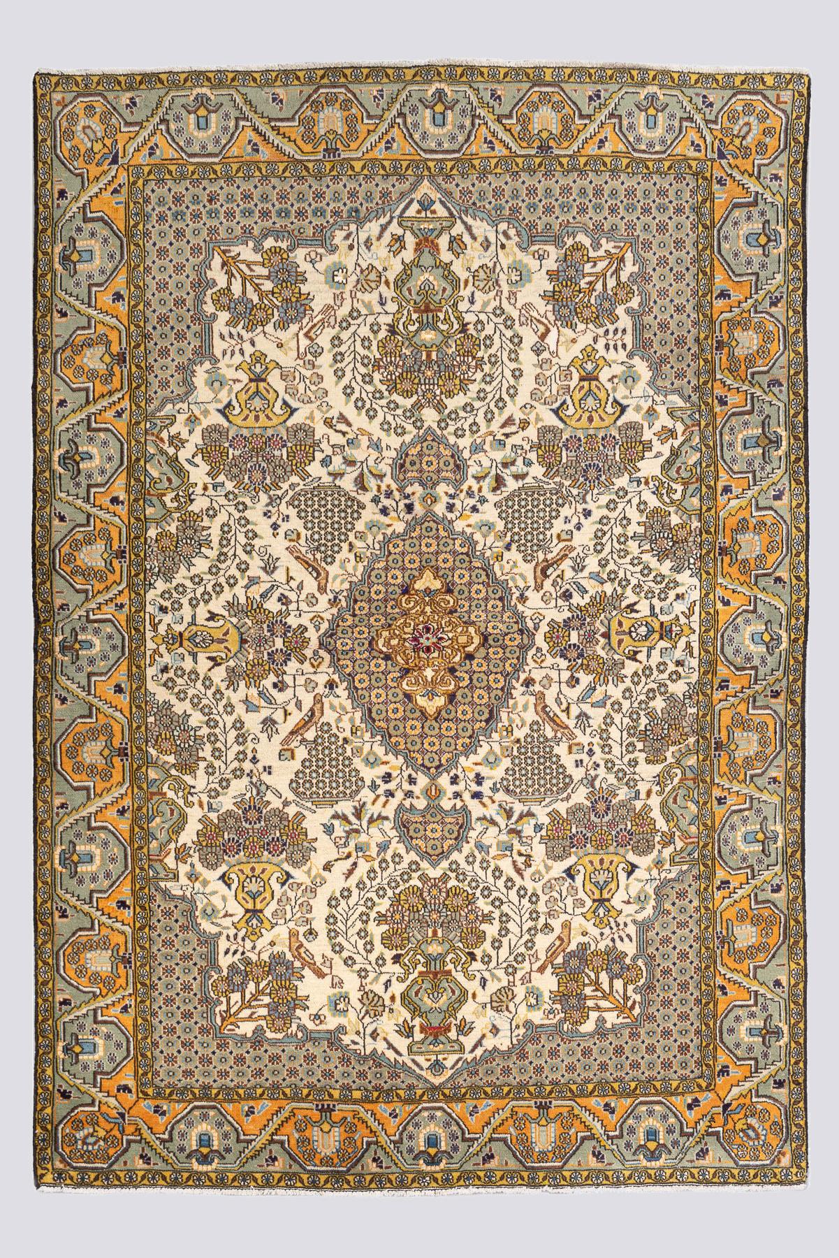 Semi Antique Fine Qom Vases Carpet