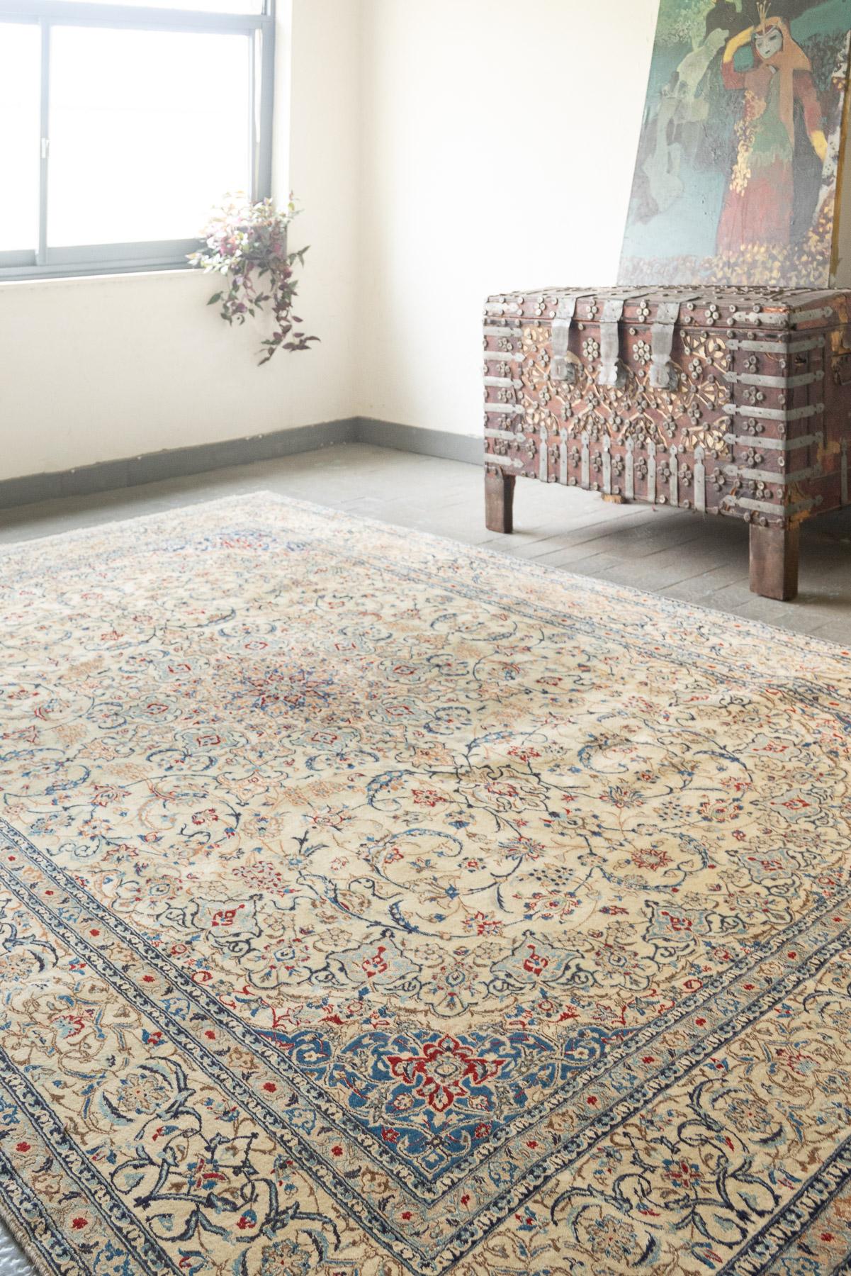 RCA479 Super Fine Nain 6 La Persian Carpet Ivory Field With Shah Abbasi 2