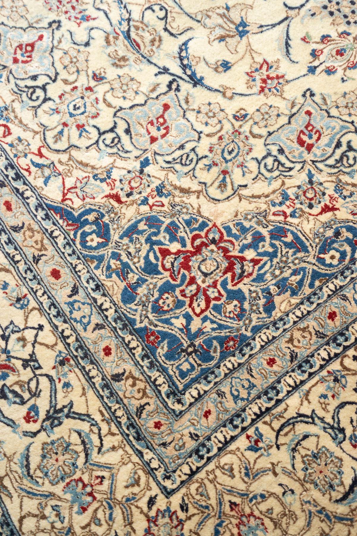 RCA479 Super Fine Nain 6 La Persian Carpet Ivory Field With Shah Abbasi 6