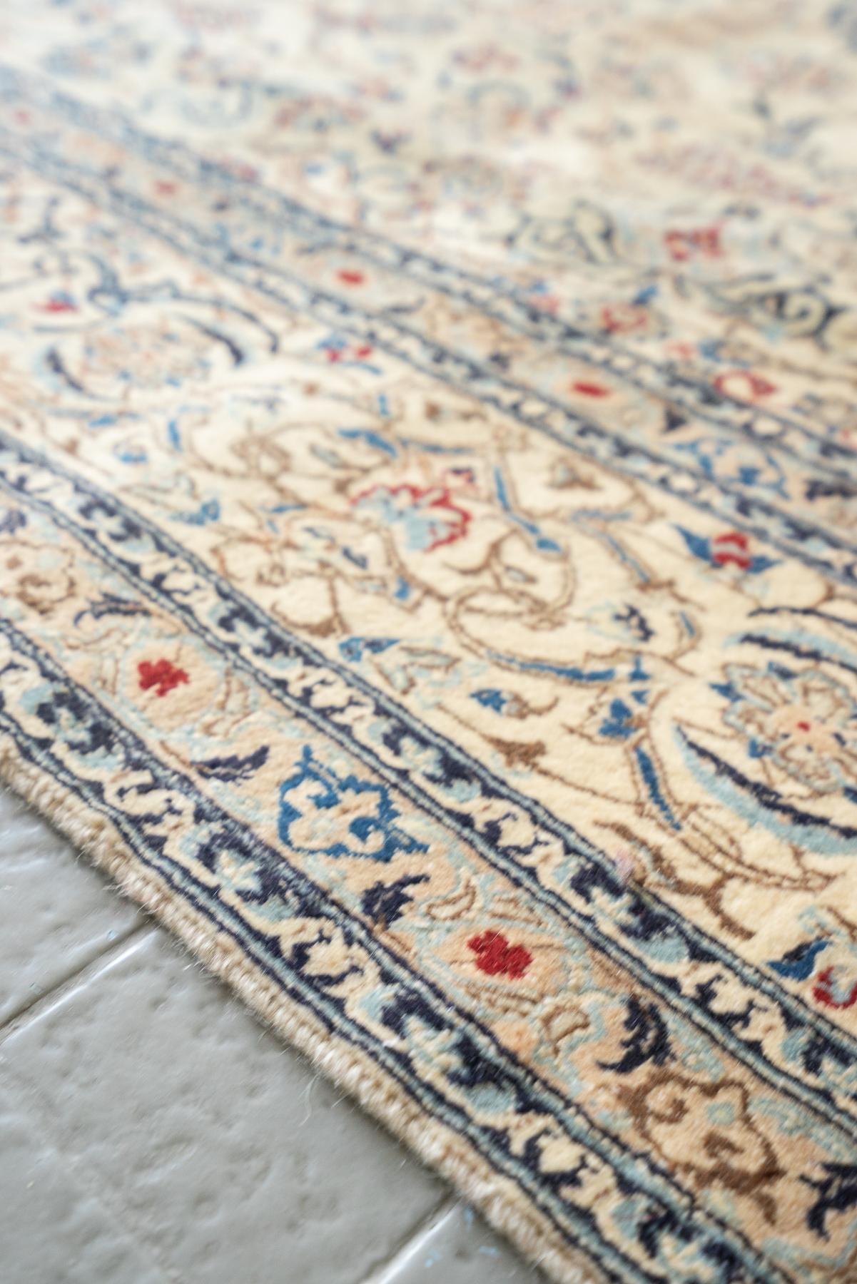 RCA479 Super Fine Nain 6 La Persian Carpet Ivory Field With Shah Abbasi 7