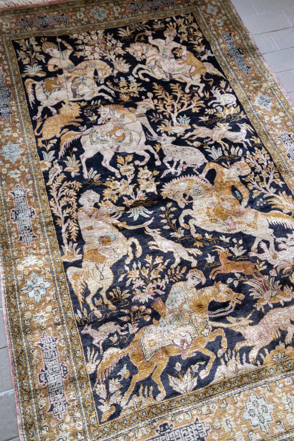 RCA502 Fine Semi Antique Silk Shekargah Carpet 6