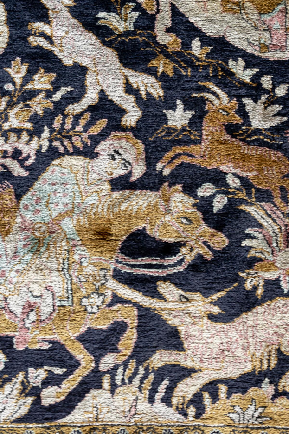 RCA502 Fine Semi Antique Silk Shekargah Carpet 8