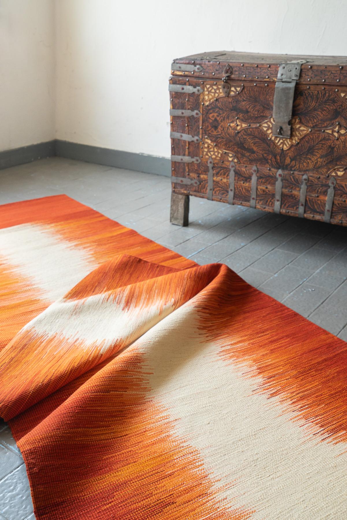 RK241 Fine Mazandaran Minimalist Terracotta Kilim Runner 3