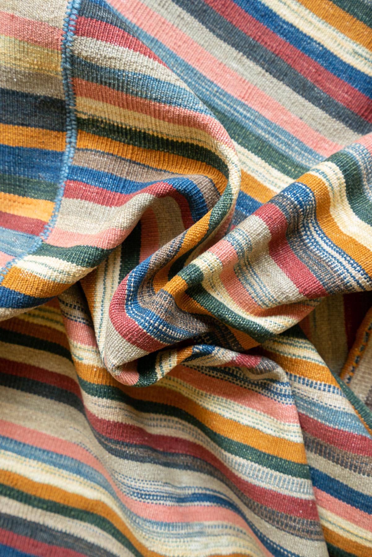 RK245 Contemporary Fine Mazandaran Minimalist Stripes Kilim 7