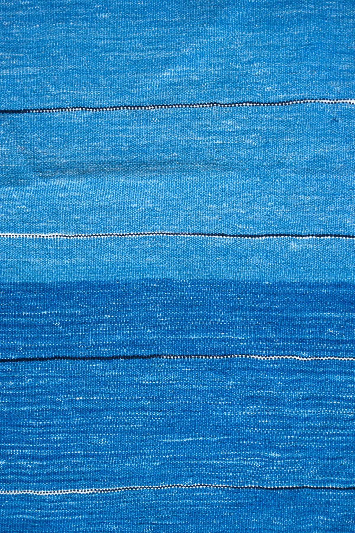 RK250 Contemporary Fine Mazandaran Minimalist Blue Fields Kilim 5